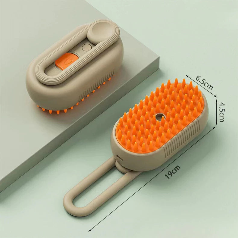 Escova elétrica a vapor para pets 3 em 1 – Remoção de pelos e massagem para cães e gatos