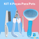 KIT 4 Pçs para Pets: Escova Removedora Tira Pelos de Cães E Gatos +Pente de Pulgas+Cortador de Unhas+Lixa de Unha PET-01