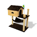 Arranhador para gatos com casinha e playground – Para brincar e descansar