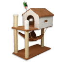 Arranhador para gatos com casinha e playground – Para brincar e descansar