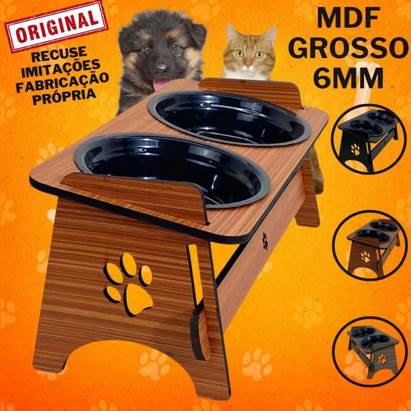 Comedouro/Bebedouro suspenso com tampa para gatos e cães de pequeno porte