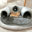 Cama de túnel para gatos 2 em 1 com cama removível para gatos de até 4 kg-Casa confortável e divertida